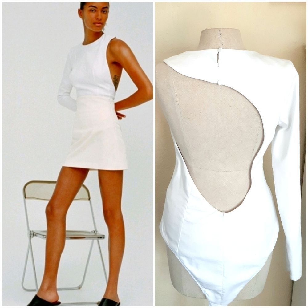 Zara NWOT Asymmetrical Bodysuit Sz XS